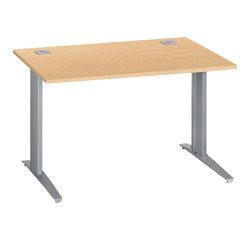 Bureau droit hêtre L 120 cm piètement "L" métal Essens