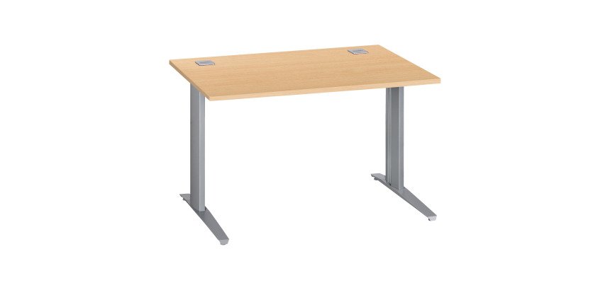 Bureau droit hêtre L 120 cm piètement "L" métal Essens