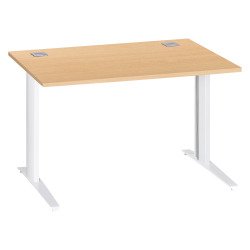 Bureau droit hêtre L 120 cm piètement "L" métal Essens