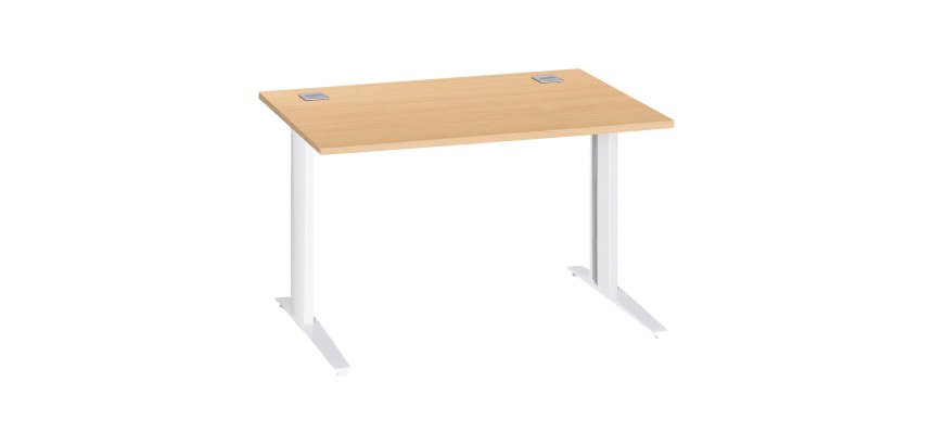 Bureau droit hêtre L 120 cm piètement "L" métal Essens
