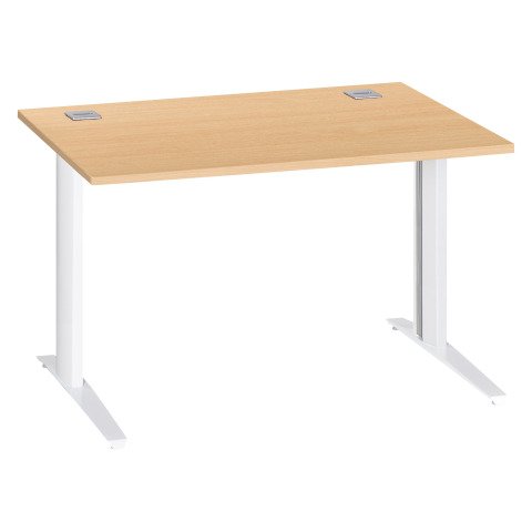 Mesa recta Excellens Patas fijas Metal Plus 120 cm Haya. / Blanco