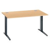 Bureau droit hêtre L 140 cm piètement "L" métal Essens