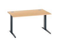 Bureau droit hêtre L 140 cm piètement "L" métal Essens