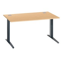 Bureau droit hêtre L 140 cm piètement "L" métal Essens