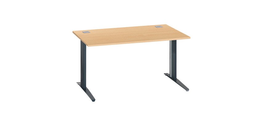 Bureau droit hêtre L 140 cm piètement "L" métal Essens