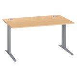 Bureau droit hêtre L 140 cm piètement "L" métal Essens