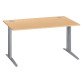 Bureau droit hêtre L 140 cm piètement "L" métal Essens