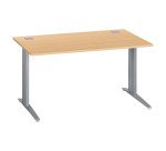 Bureau droit hêtre L 140 cm piètement "L" métal Essens