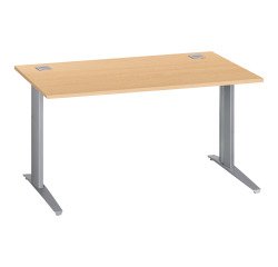 Bureau droit hêtre L 140 cm piètement "L" métal Essens