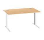 Bureau droit hêtre L 140 cm piètement "L" métal Essens