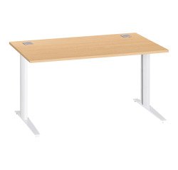 Bureau droit hêtre L 140 cm piètement "L" métal Essens