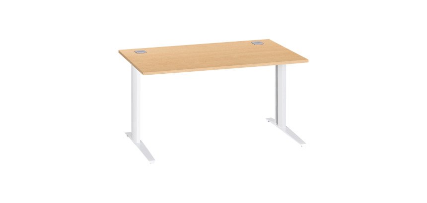 Bureau droit hêtre L 140 cm piètement "L" métal Essens