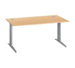 Bureau droit hêtre L 160 cm piètement "L" métal Essens