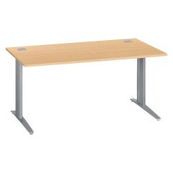Bureau droit hêtre L 160 cm piètement "L" métal Essens