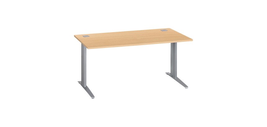 Bureau droit hêtre L 160 cm piètement "L" métal Essens