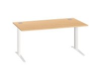 Bureau droit hêtre L 160 cm piètement "L" métal Essens