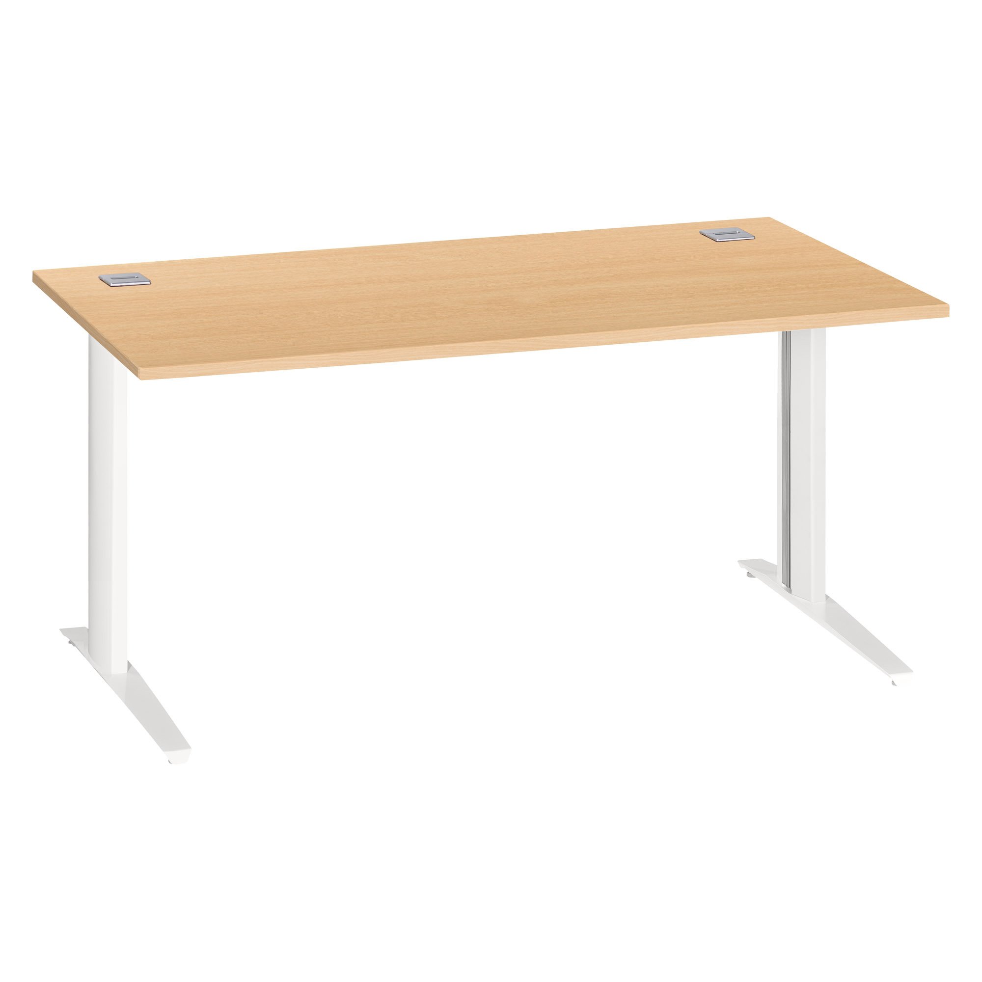 Bureau droit hêtre L 160 cm piètement "L" métal Essens