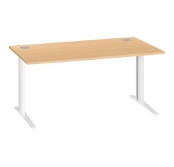Bureau droit hêtre L 160 cm piètement "L" métal Essens