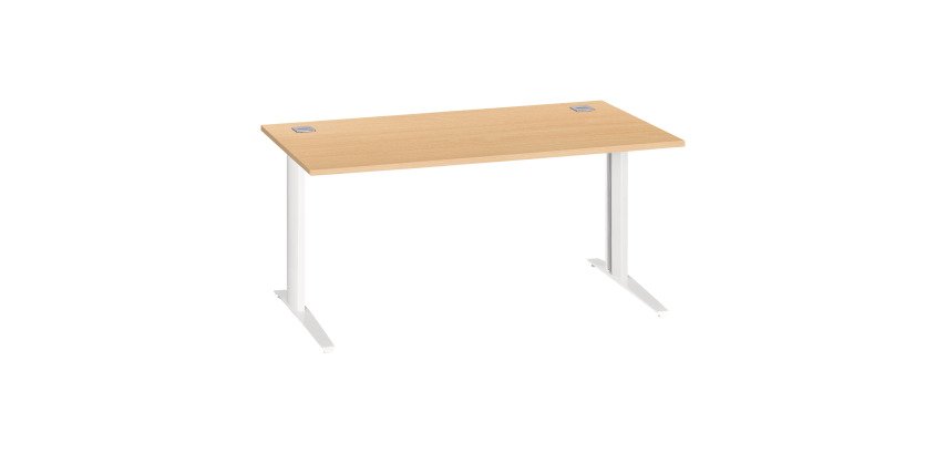 Bureau droit hêtre L 160 cm piètement "L" métal Essens