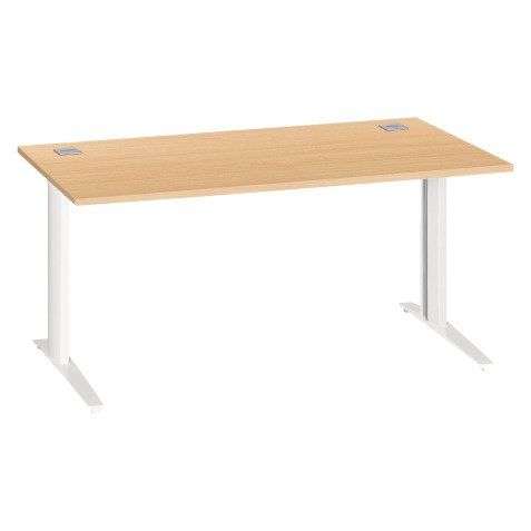 Bureau droit hêtre L 160 cm piètement "L" métal Essens