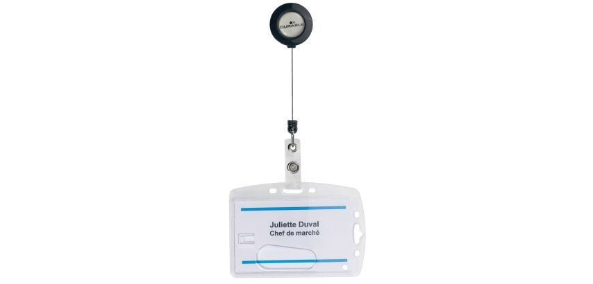 Badge rigide Durable avec enrouleur 54 x 85 mm pour 1 carte - Boîte de 10