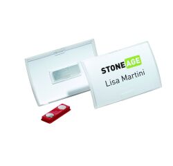 Box of 10 badges Durable Clickfold with magnet 54 x 90 mm