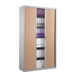 Armario de oficina metálico desmontable Armonía Alt. 200 x An. 100 cm Aluminio Puerta persiana Madera Haya