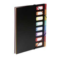 Carpeta clasificadora de plástico Viquel Rainbow con 8 divisiones negras