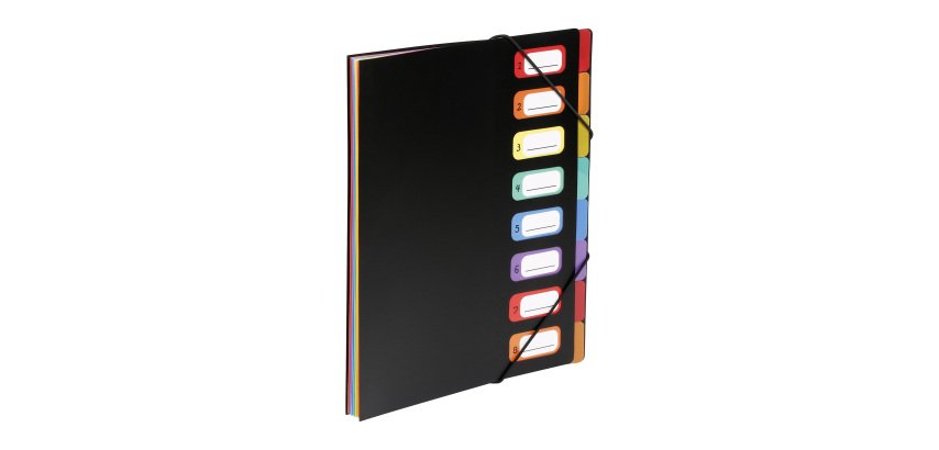 Trieur plastique Viquel Rainbow Class à soufflet 8 divisions noir