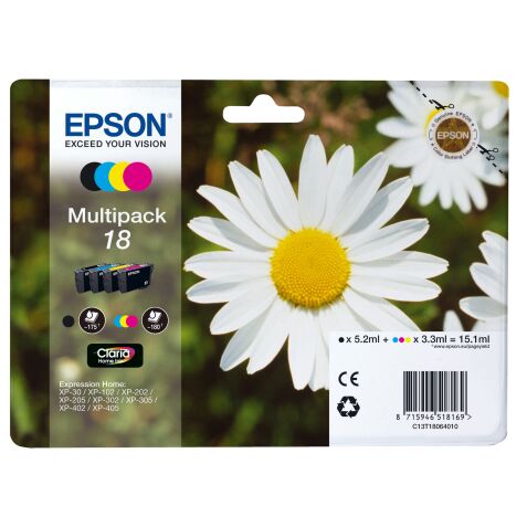 Pack of 4 cartridges Epson 18 black + color