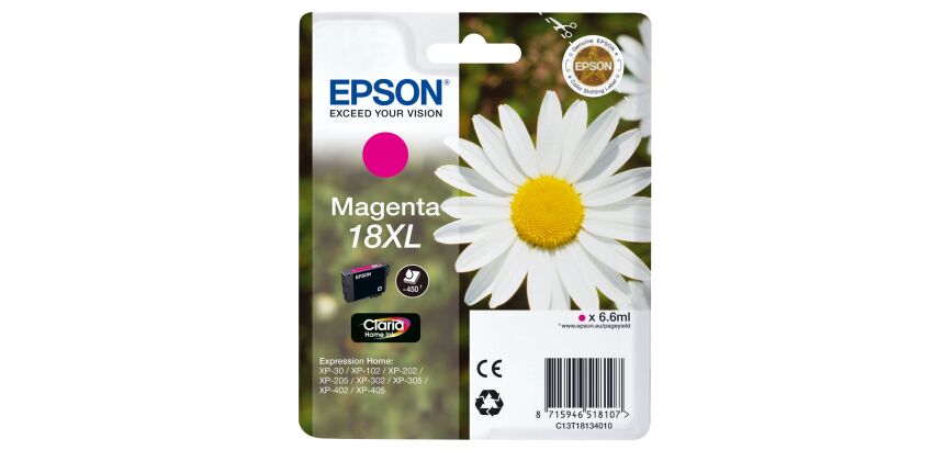 Cartouche Epson 18XL couleurs séparées haute capacité pour imprimante jet d'encre