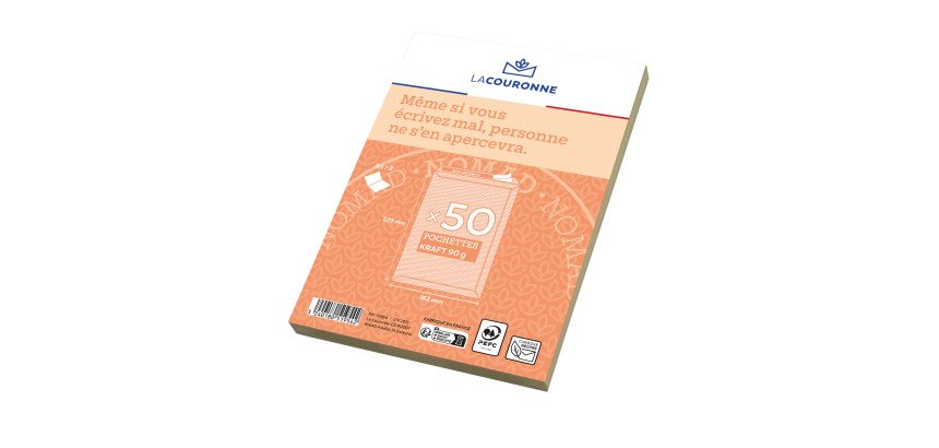 Pochette kraft milleraies brun 162 x 229 mm La Couronne 90 g sans fenêtre - Boîte de 50