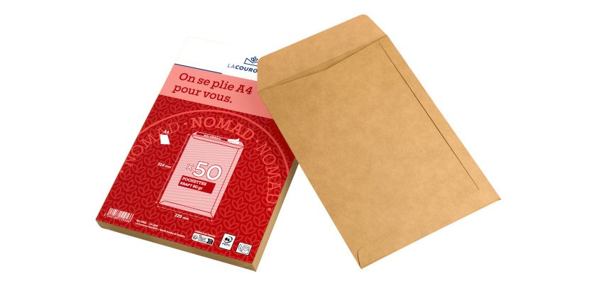 Pack of brown milleraies kraft paper 229 x 324 La Couronne 90 g without window - Box of 50