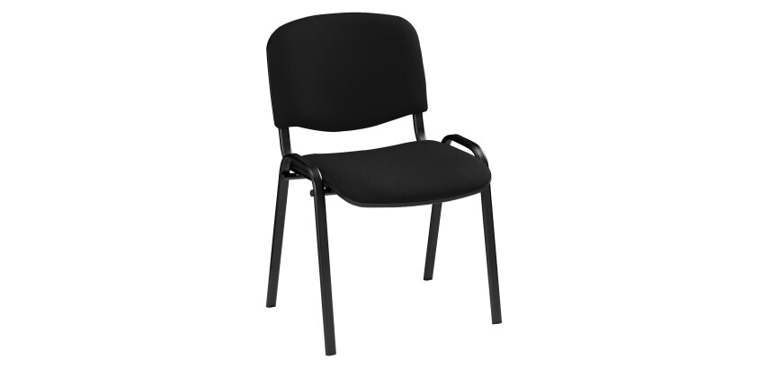 Stackable meeting chair, fireproof, black - black feet