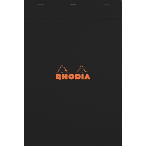 Bloc de bureau Rhodia 21 x 29,7 cm agrafé noir n°18 - quadrillé 5 x 5 - 80 pages