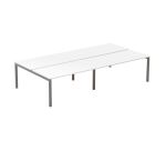Pôle 4 bureaux L 240 cm plateaux blancs, piètement métal - Team line