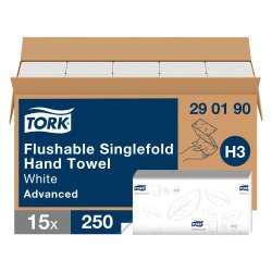 Hand wipers Z-folded Tork H3 Advanced dissolvable - Box of 3750