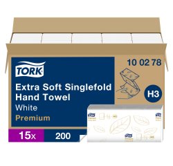 Essuie-mains pliage enchevêtré Tork H3 Premium doux- Carton de 3000