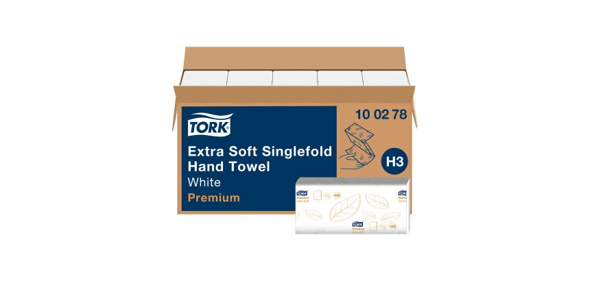 Papier essuie-mains pliage en C Tork H3 Premium doux- Carton de 3000