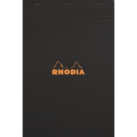 Bureaublok Rhodia 21 x 31,8 cm - zwart geniet n°19 - geruit 5 x 5 - 80 vellen