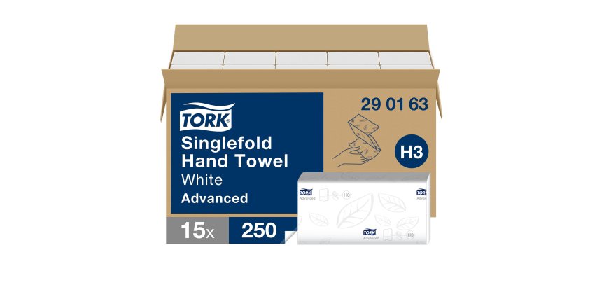 Handdoeken gewikkeld geplooid Tork H3 Advanced Zacht - Doos van 3750
