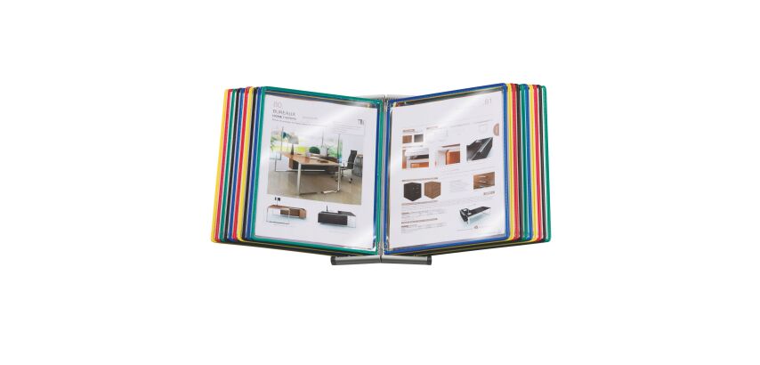 Protège-documents pivotant pupitre Djois by Tarifold PVC A4 30 pochettes - Ensemble support + 60 vues couleurs assorties