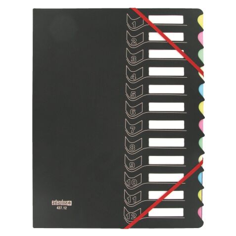 Trieur à élastiques carton / plastique Extendos 12 compartiments A4