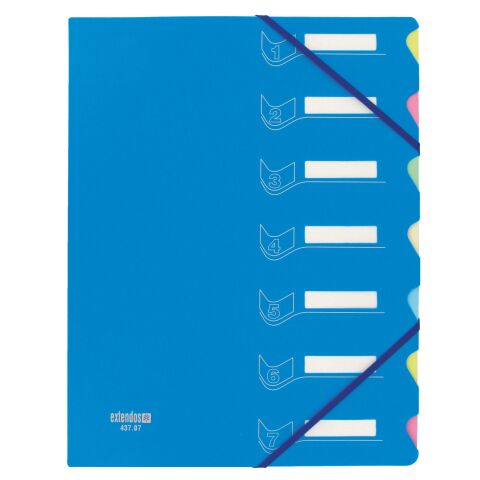 Carpeta clasificadora bimaterial Extendos 7 divisiones de color azul pastel