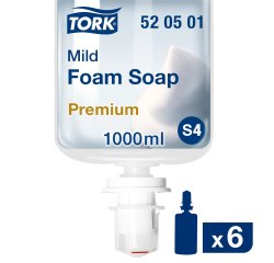 Savon mousse Tork Premium doux, pour distributeurs S4 - Cartouche de 1 L