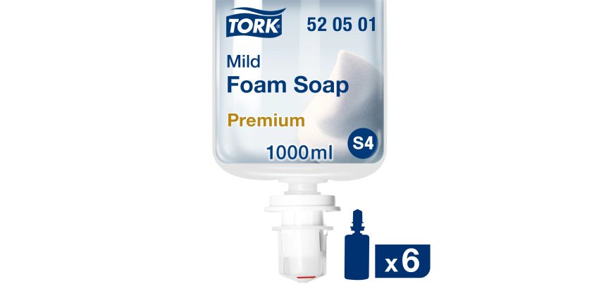 Savon mousse Tork S4 Premium doux - Cartouche 1 litre