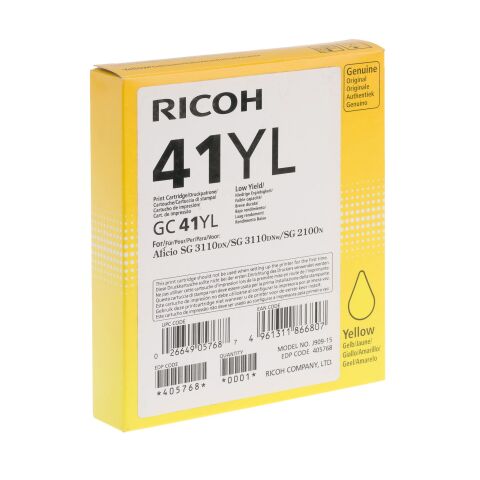 Ricoh GC-41 (405768) cartucho original amarillo de alta capacidad (600 páginas)