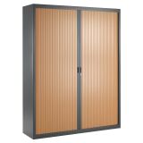 Armoire haute à rideaux démontables décor bois Largeurs spécifiques 200 x 160 cm corps anthracite