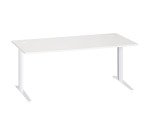 Bureau droit blanc L 180 cm piètement "L" métal Essens