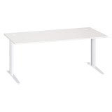 Bureau droit blanc L 180 cm piètement "L" métal Essens